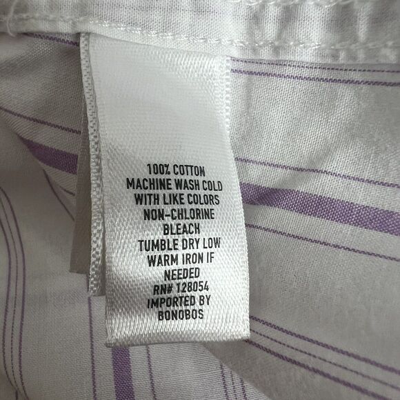 Bonobos Mens Purple White Striped Standard Fit Long Sleeve Button Down Shirt XL - Picture 6 of 6